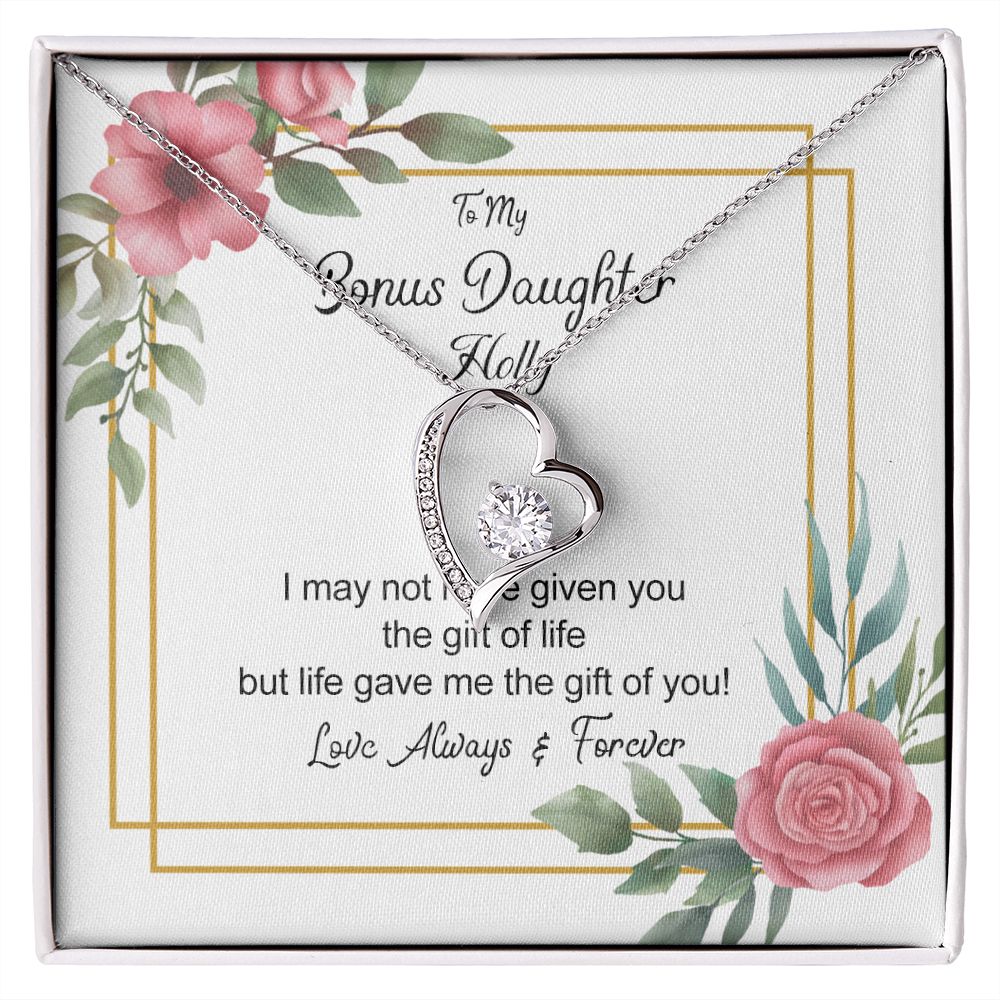 Bonus Daughter Gifts From Stepdad, Step Daughter Gifts From Stepmom, Stepdaughter Gifts From Stepdad, Father Stepdaughter Necklace, To My Bonus Daughter Necklaces, Christmas Gifts For Bonus6 Forever Love Necklace