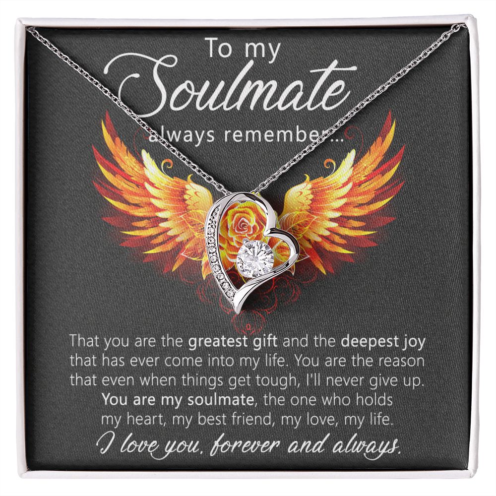 To My Soulmate Necklace for Women Birthday Christmas Jewelry Gifts For My Wife with Message Card Box Personalized Gift Present Pendant for Future Wife Soulmate Girlfriend Love 22 Forever Love Necklace