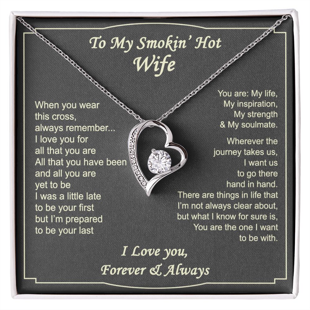 To My Smokin Hot Wife Necklace, Wedding Anniversary Jewelry For Women, Necklace For Wife from Husband, Gifts For Wife Birthday Gifts Necklace, Jewelry With Message Card In A Gift Box2 Forever Love Necklace