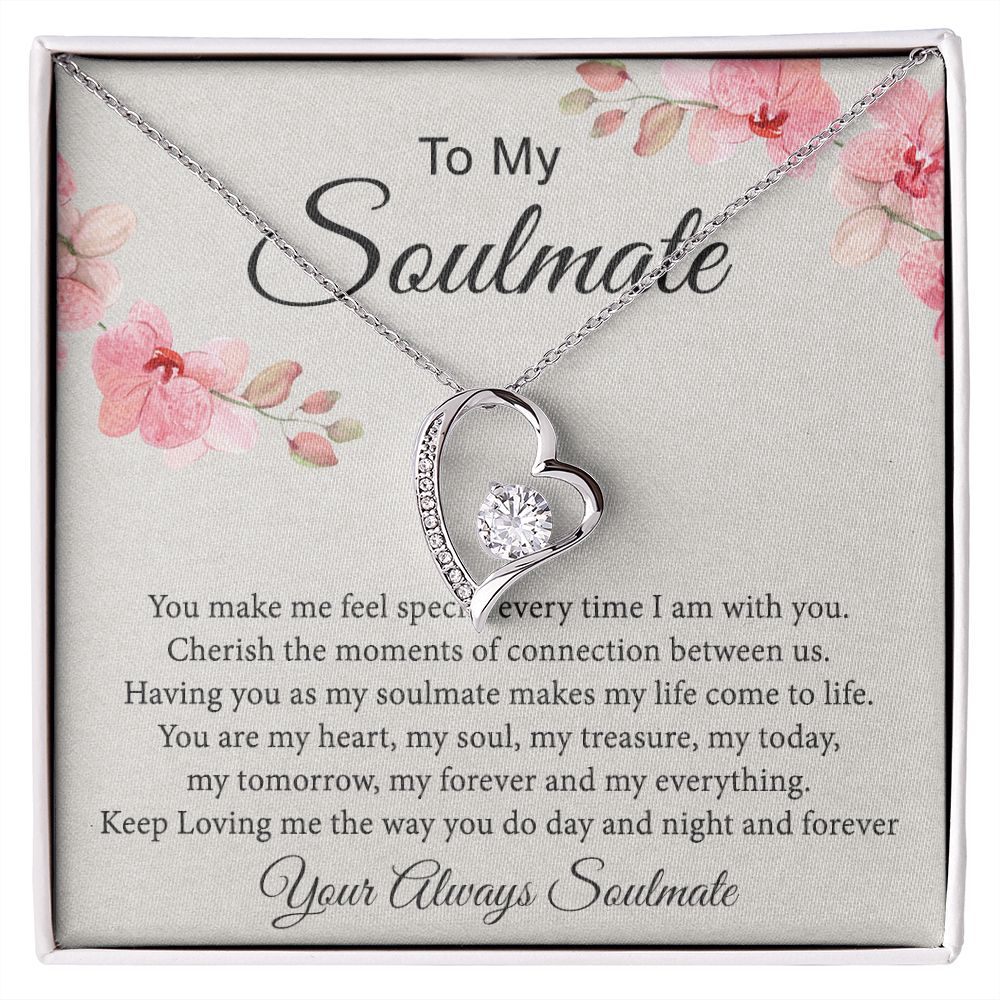 To My Soulmate Necklace for Women Birthday Christmas Jewelry Gifts For My Wife with Message Card Box Personalized Gift Present Pendant for Future Wife Soulmate Girlfriend Love 27 Forever Love Necklace
