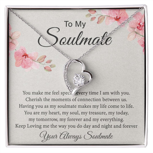 To My Soulmate Necklace for Women Birthday Christmas Jewelry Gifts For My Wife with Message Card Box Personalized Gift Present Pendant for Future Wife Soulmate Girlfriend Love 27 Forever Love Necklace