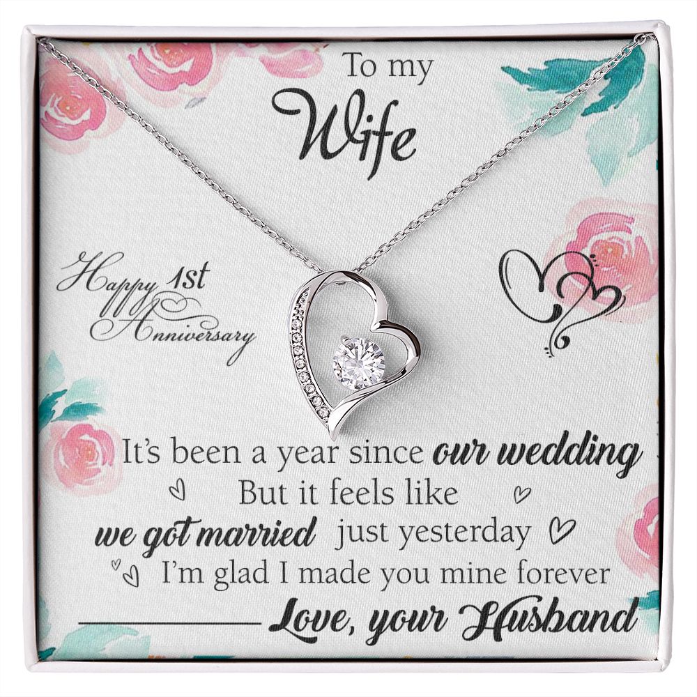To My Wife Necklace, Wedding Anniversary Jewelry For Women, Necklace For Wife from Husband, Gift For Wife Birthday Gifts From Husband Necklace, Jewelry With Message Card In A Gift Box2 Forever Love Necklace