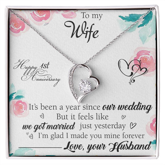 To My Wife Necklace, Wedding Anniversary Jewelry For Women, Necklace For Wife from Husband, Gift For Wife Birthday Gifts From Husband Necklace, Jewelry With Message Card In A Gift Box2 Forever Love Necklace