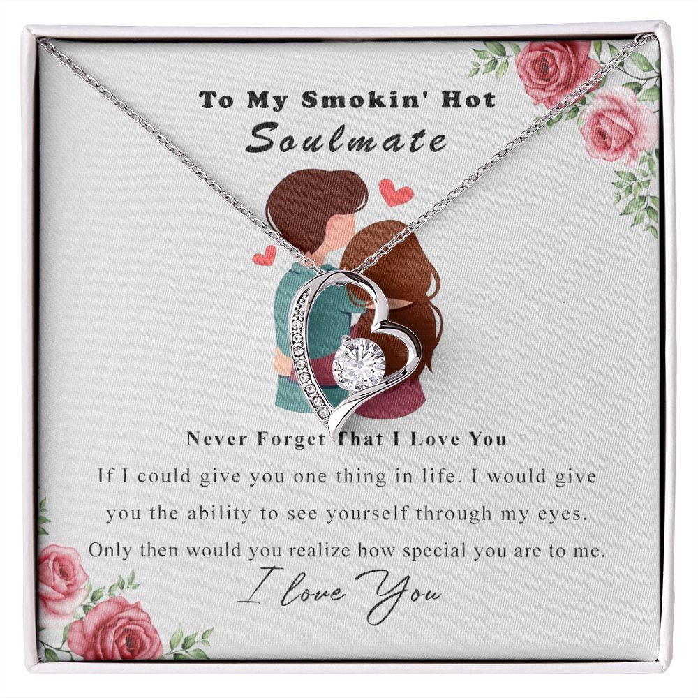 To My Smokin Hot Soulmate Necklace - Wife Gifts From Husband To My Wife Necklace, Gift for Her Romantic, Girlfriend Gifts Necklace for Wife from Men Includes Message Card and Gift Box Forever Love Necklace