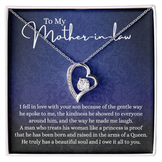 To My Mother in Law Necklace, Mother in Law Jewelry Box, Gift Card, Necklace for Mother in Law Jewelry Gift to My Mother-in-law on Wedding Day Mother's day gift for Mother in Law Forever Love Necklace