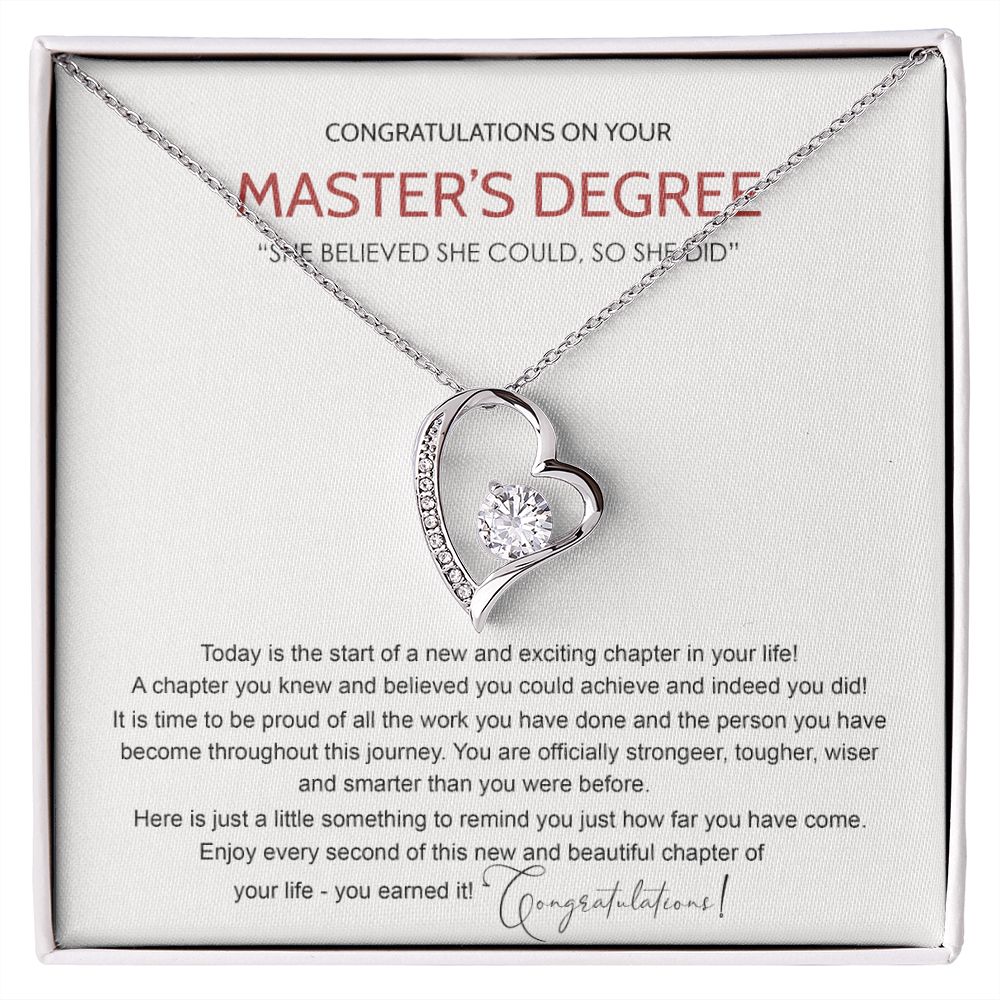 Master's Degree Graduation Gift Necklace, Masters Student Necklace Gift, Master's Student MBA Graduation Congrats Graduation Pendants Gift For Daughter, Granddaughter, Niece, Sister Forever Love Necklace