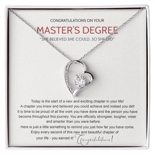 Master's Degree Graduation Gift Necklace, Masters Student Necklace Gift, Master's Student MBA Graduation Congrats Graduation Pendants Gift For Daughter, Granddaughter, Niece, Sister Forever Love Necklace