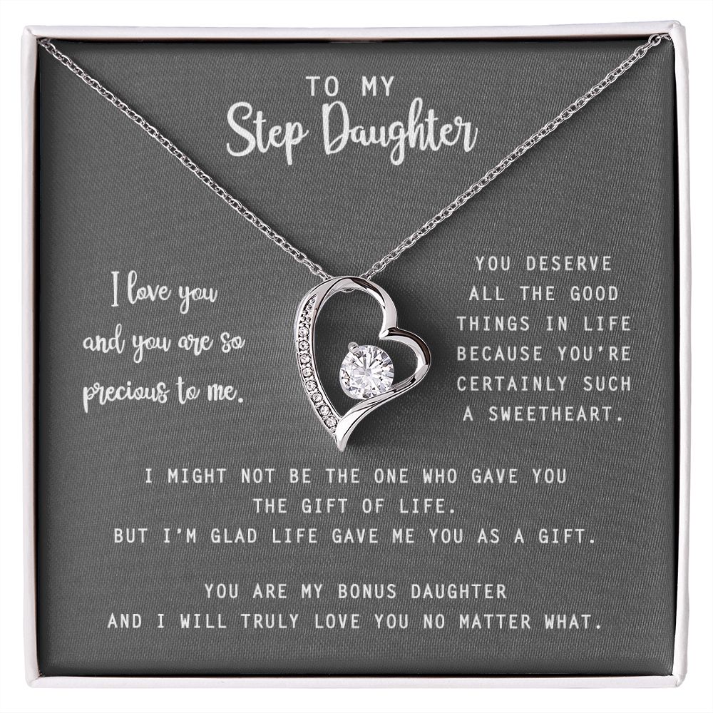 to My Step Daughter Necklace from Stepdad Bonus Daughters Birthday Xmas Congrats (1) Forever Love Necklace