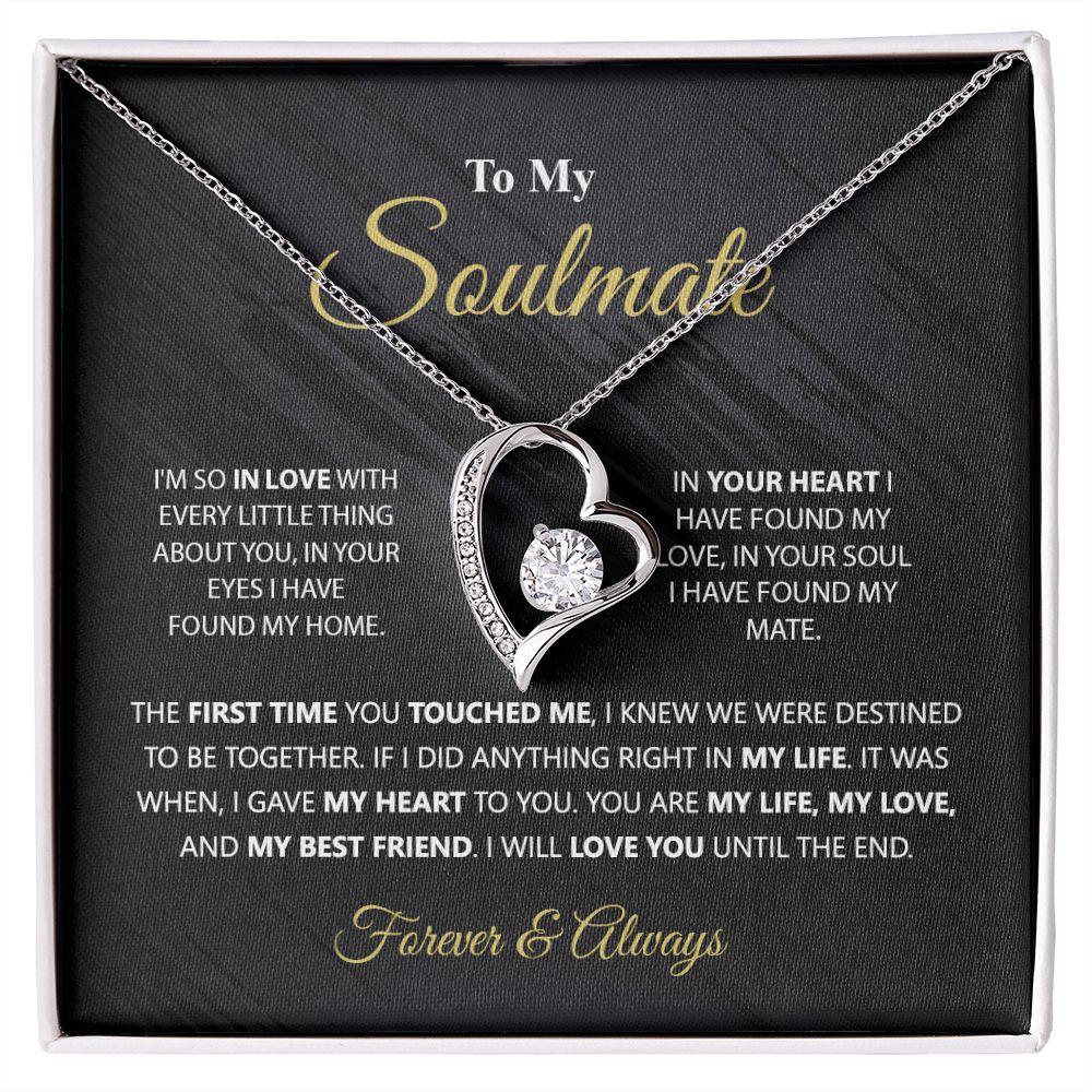 To My Soulmate Necklace for Women Birthday Christmas Jewelry Gifts For My Wife with Message Card Box Personalized Gift Present Pendant for Future Wife Soulmate Girlfriend Love 1 Forever Love Necklace