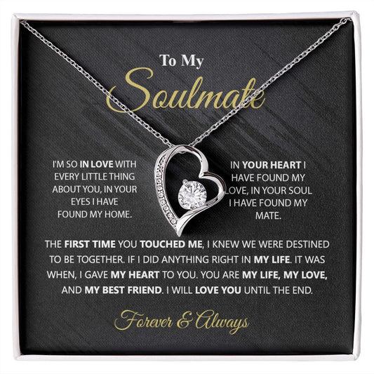 To My Soulmate Necklace for Women Birthday Christmas Jewelry Gifts For My Wife with Message Card Box Personalized Gift Present Pendant for Future Wife Soulmate Girlfriend Love 1 Forever Love Necklace