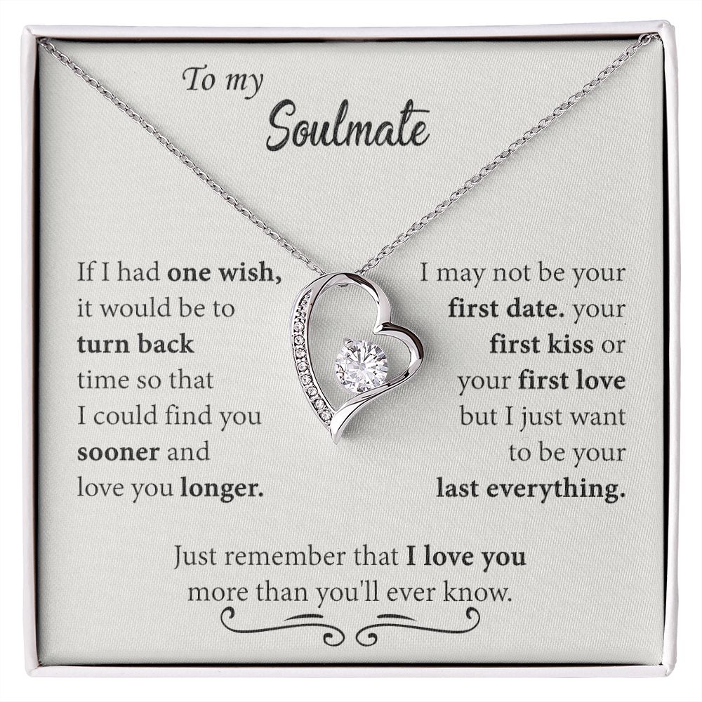 To My Soulmate Necklace for Women Birthday Christmas Jewelry Gifts For My Wife with Message Card Box Personalized Gift Present Pendant for Future Wife Soulmate Girlfriend Love 24 Forever Love Necklace
