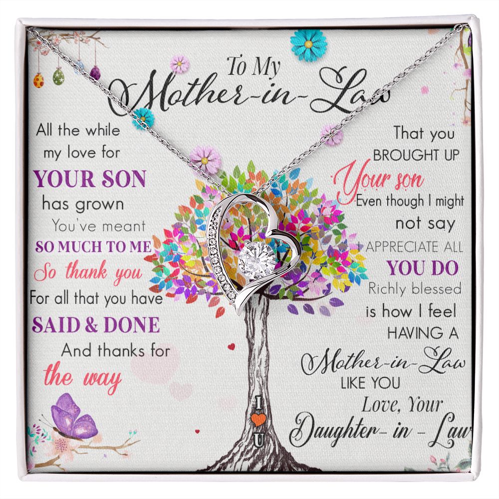 Mother in Law Necklace, Jewelry for Women, Future Mother in Law Gifts from Daughter in Law, Mother of Bride Gifts For Mother in Law, Birthday Gifts For Mother In Law From Daughter In Law72323 Forever Love Necklace