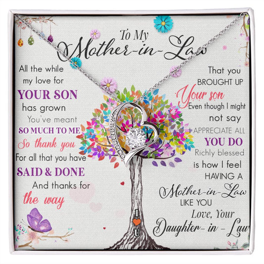 Mother in Law Necklace, Jewelry for Women, Future Mother in Law Gifts from Daughter in Law, Mother of Bride Gifts For Mother in Law, Birthday Gifts For Mother In Law From Daughter In Law72323 Forever Love Necklace