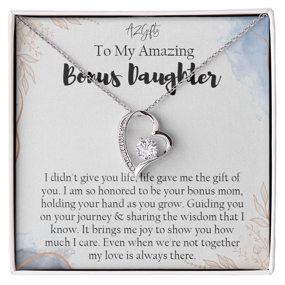 Bonus Daughter Gifts From Stepdad, Step Daughter Gifts From Stepmom, Stepdaughter Gifts From Stepdad, Father Stepdaughter Necklace, To My Bonus Daughter Necklaces, Christmas Gifts For Bonus1 Forever Love Necklace