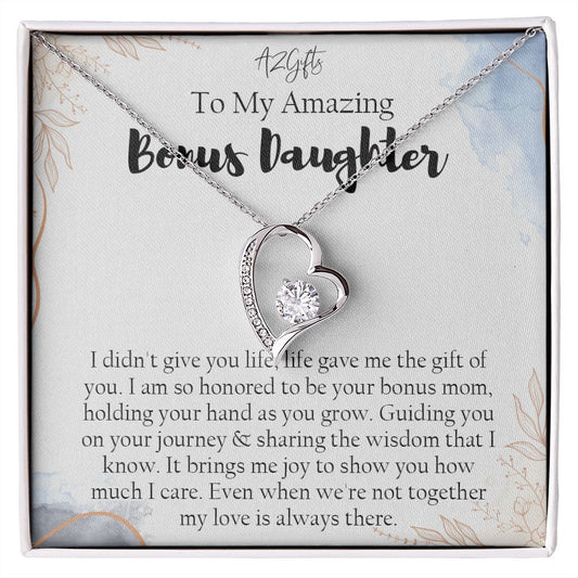 Bonus Daughter Gifts From Stepdad, Step Daughter Gifts From Stepmom, Stepdaughter Gifts From Stepdad, Father Stepdaughter Necklace, To My Bonus Daughter Necklaces, Christmas Gifts For Bonus1 Forever Love Necklace