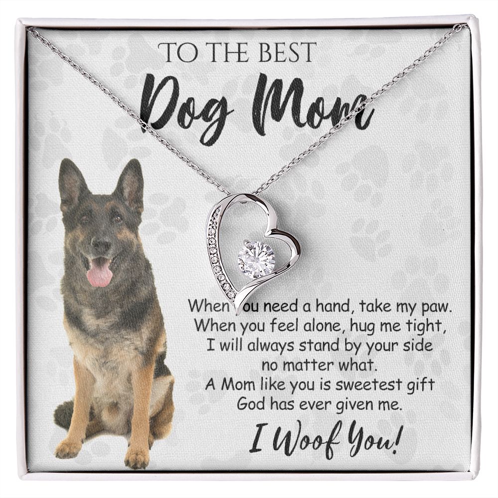 To The Best German Shepherd Dog Mom Knot Necklace Mother's Day Gift , I Woof You Quote Gift Card, Message Card Jewelry For Dog Lovers, Necklace For Mom Forever Love Necklace