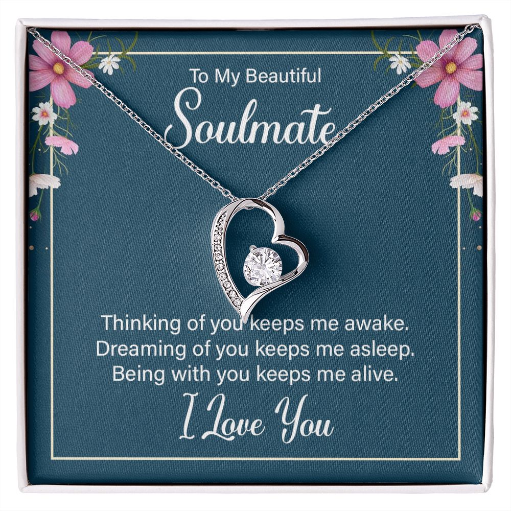 To My Soulmate Necklace for Women Birthday Christmas Jewelry Gifts For My Wife with Message Card Box Personalized Gift Present Pendant for Future Wife Soulmate Girlfriend Love 13 Forever Love Necklace