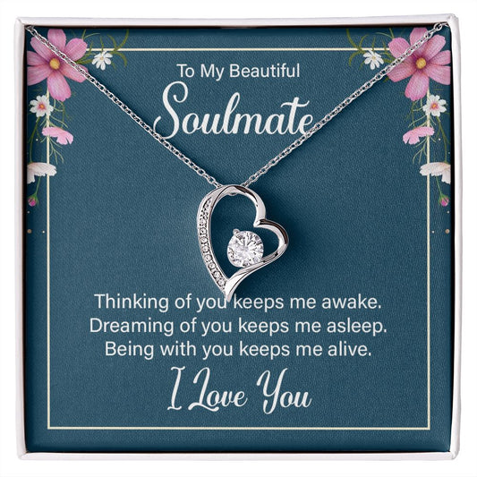 To My Soulmate Necklace for Women Birthday Christmas Jewelry Gifts For My Wife with Message Card Box Personalized Gift Present Pendant for Future Wife Soulmate Girlfriend Love 13 Forever Love Necklace