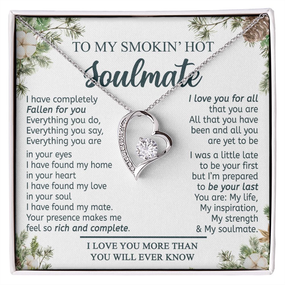 To My Smokin Hot Soulmate Necklace - Wife Gifts From Husband To My Wife Necklace, Gift for Her Romantic, Girlfriend Gifts Necklace for Wife from Men Includes Message Card and Gift Box 11 Forever Love Necklace