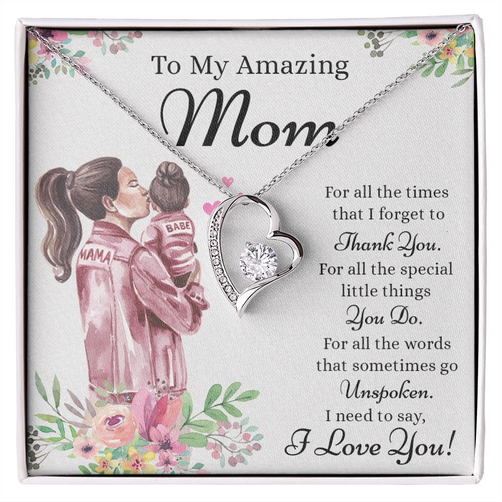 Mom Necklace Gifts for Mom from Daughter to Mom Gifts for Mothers Day from Daughter, To My Mom Necklace from Daughter to Mom Birthday Gifts Necklace with Message Card and Gift Box2240 Forever Love Necklace