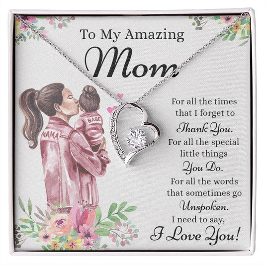 Mom Necklace Gifts for Mom from Daughter to Mom Gifts for Mothers Day from Daughter, To My Mom Necklace from Daughter to Mom Birthday Gifts Necklace with Message Card and Gift Box2240 Forever Love Necklace