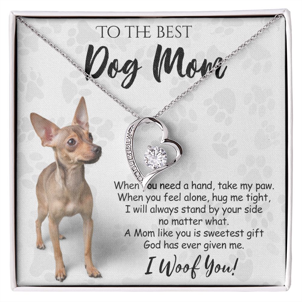 To The Best Chihuahua Dog Mom Knot Necklace Mother's Day Gift , I Woof You Quote Gift Card, Message Card Jewelry For Dog Lovers, Necklace For Mom Forever Love Necklace