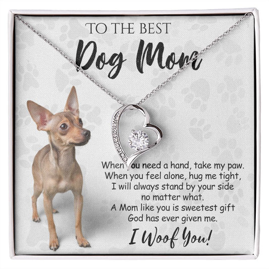 To The Best Chihuahua Dog Mom Knot Necklace Mother's Day Gift , I Woof You Quote Gift Card, Message Card Jewelry For Dog Lovers, Necklace For Mom Forever Love Necklace