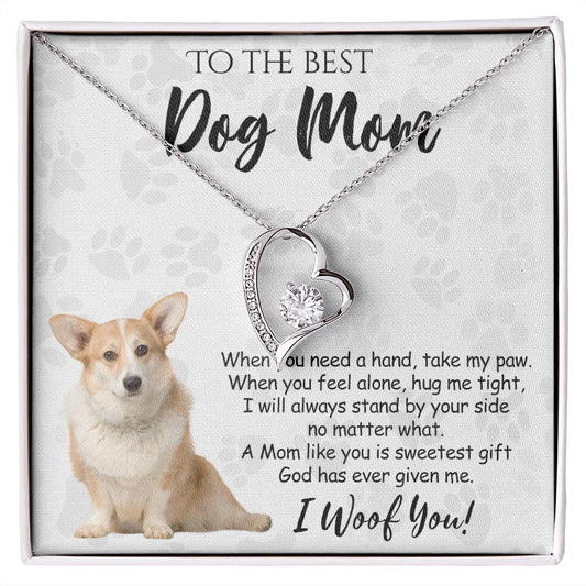 To The Best Corgi Dog Mom Knot Necklace Mother's Day Gift , I Woof You Quote Gift Card, Message Card Jewelry For Dog Lovers, Necklace For Mom Forever Love Necklace