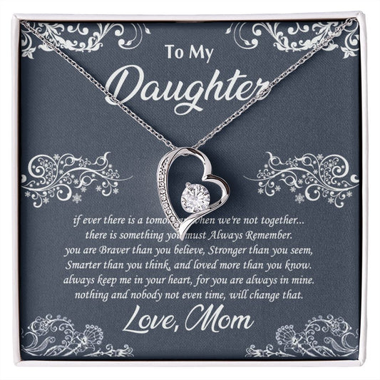 Jewelry Pendant Present for Daughter, To My Daughter Gift Necklace from Mom, Mother Daughter Gift Ideas, Birthday Christmas Gift Graduation Gifts for Daughters, Mother and Daughter Necklace 19 Forever Love Necklace