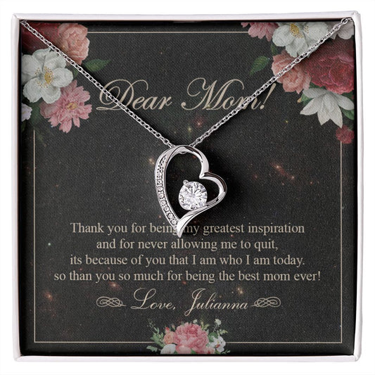 To My Mom Necklace, Gift For Mom On Mother's Day Thank You Mom Gifts From Kids Mom Julianna Forever Love Necklace