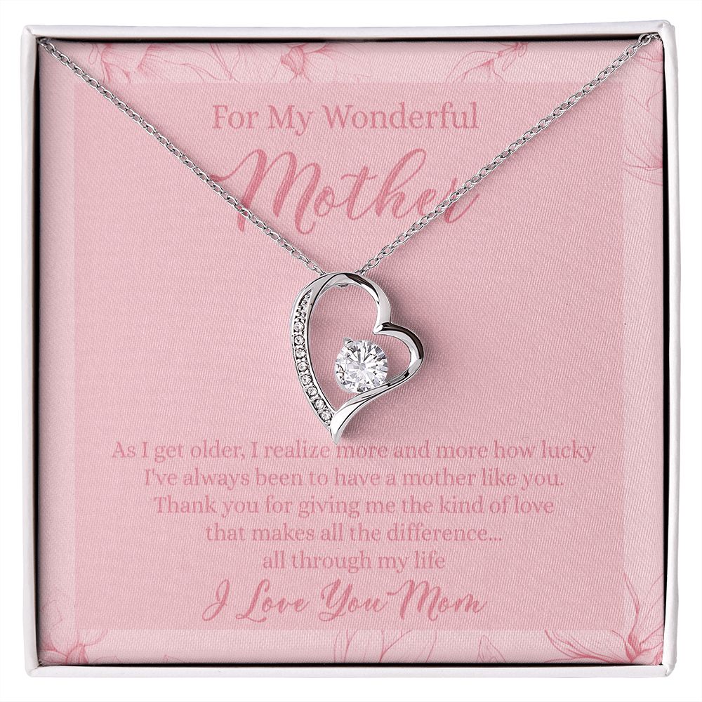 To My Wonderful Mother Necklace Message Card, Gift Box for Mom Birthday Gift From Daughter Mothers Day Necklace for Mom Gift From Daughter Mom Gifts For Wedding Mom Thank You Gift For Mom Forever Love Necklace