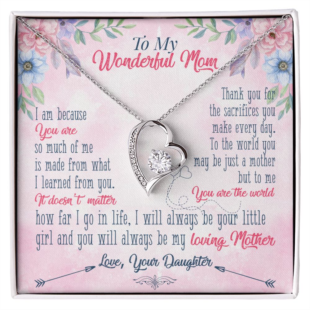 To My Wonderful Mom Necklace Pendant Gift From Daughter Necklace Gift For To Mom Happy Mother's Day Mother In Law Gift On Birthday Anniversary Gift 30821 Forever Love Necklace
