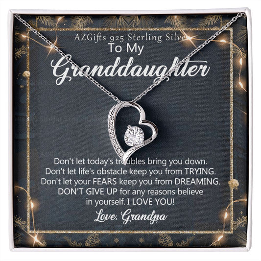 To My Granddaughter Necklace from Grandpa, Gift for Granddaughter from Grandfather, Necklace from Grandpa to Granddaughter, Granddaughter Christmas Present from Grandfather 301 Forever Love Necklace