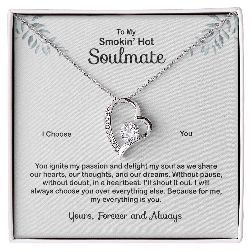 To My Soulmate Necklace for Women Birthday Valentines Day Jewelry Gifts For My Wife with Message Card Box Personalized Gift Present Pendant for Future Wife Soulmate Girlfriend Love 4 Forever Love Necklace