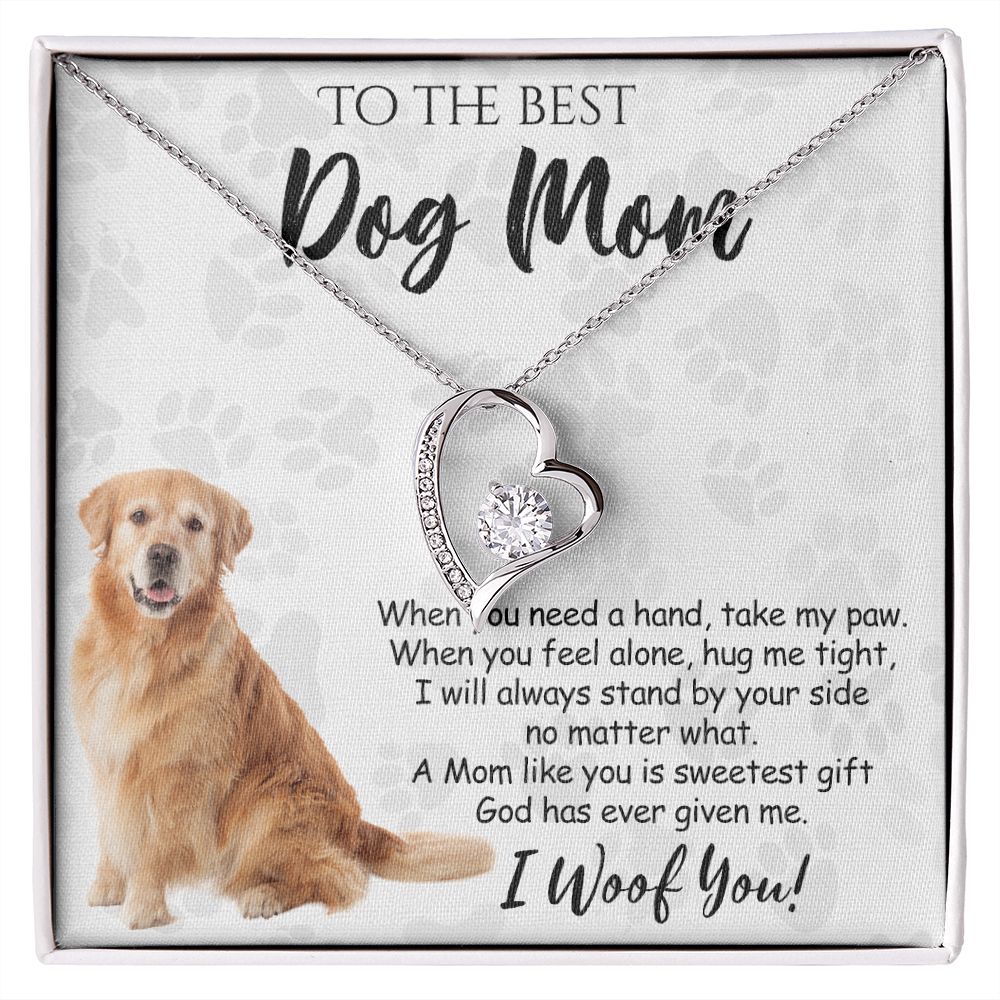 To The Best Golden Retriever Dog Mom Knot Necklace Mother's Day Gift , I Woof You Quote Gift Card, Message Card Jewelry For Dog Lovers, Necklace For Mom Forever Love Necklace