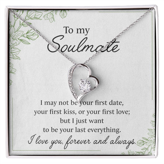 To My Soulmate Necklace for Women Birthday Christmas Jewelry Gifts For My Wife with Message Card Box Personalized Gift Present Pendant for Future Wife Soulmate Girlfriend Love 25 Forever Love Necklace