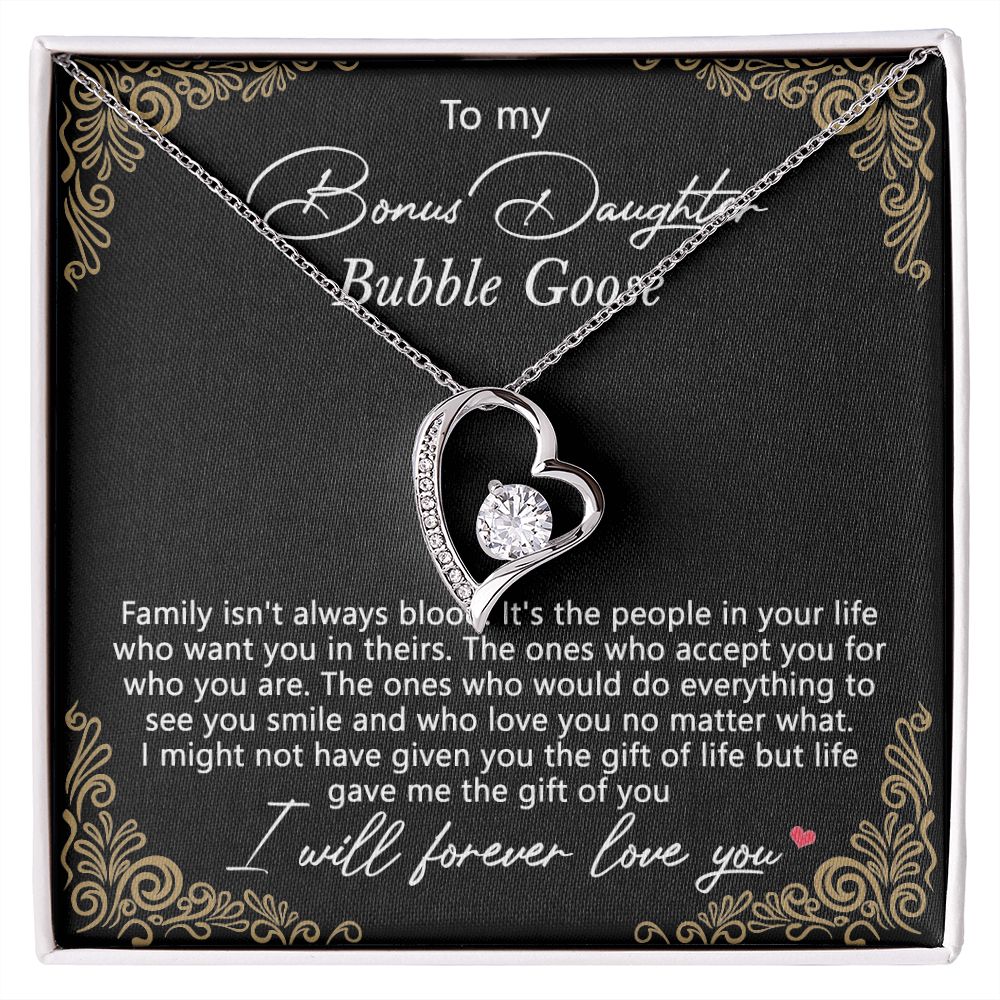 Bonus Daughter Gifts From Stepdad, Step Daughter Gifts From Stepmom, Stepdaughter Gifts From Stepdad, Father Stepdaughter Necklace, To My Bonus Daughter Necklaces, Christmas Gifts For Bonus9 Forever Love Necklace