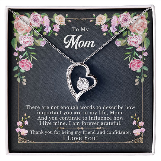 To My Mom Necklace Pendant Gift From Daughter Thank You For Being My Friend And Confidant With Message Card Gift For Mom Forever Love Necklace