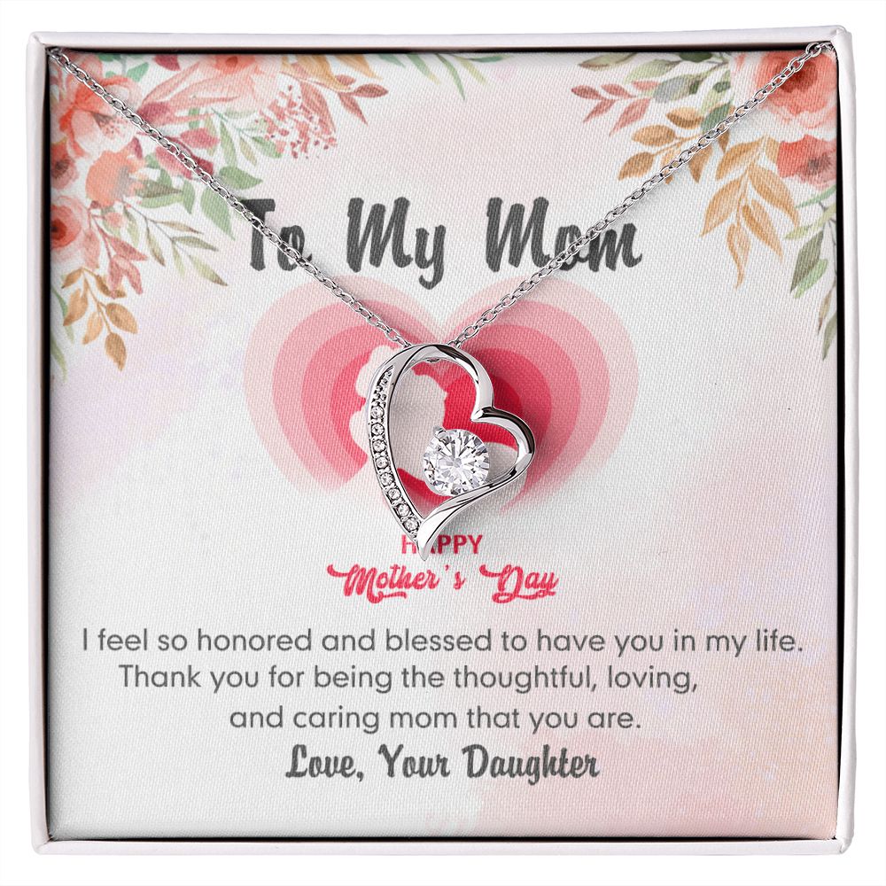 To My Mom Necklace Pendant Gift From Daughter And Happy Mother's Day Gift For Mom Birthday, Anniversary Thank You Forever Love Necklace