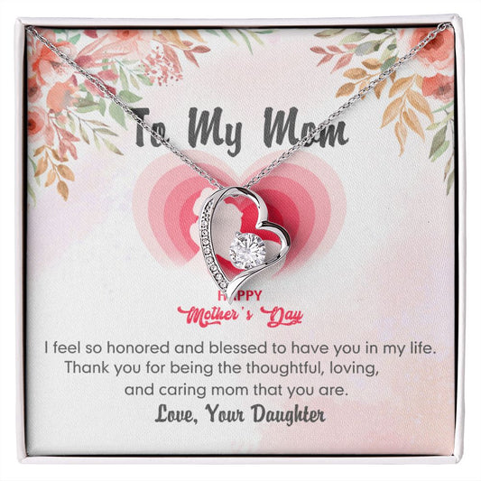 To My Mom Necklace Pendant Gift From Daughter And Happy Mother's Day Gift For Mom Birthday, Anniversary Thank You Forever Love Necklace