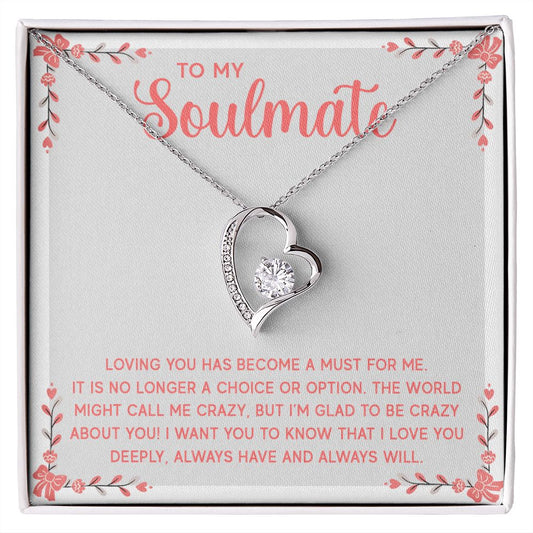 To My Soulmate Necklace for Women Birthday Christmas Jewelry Gifts For My Wife with Message Card Box Personalized Gift Present Pendant for Future Wife Soulmate Girlfriend Love 14 Forever Love Necklace