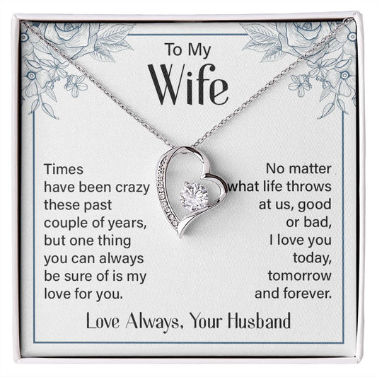 To My Wife Necklace from Husband, Personalized Necklace for Women, Luxury Necklace for Wife from Man Men, Wedding Anniversary Present For Wife, Beautiful Wife Jewelry Christmas Birthday Gift For Wife20 Forever Love Necklace