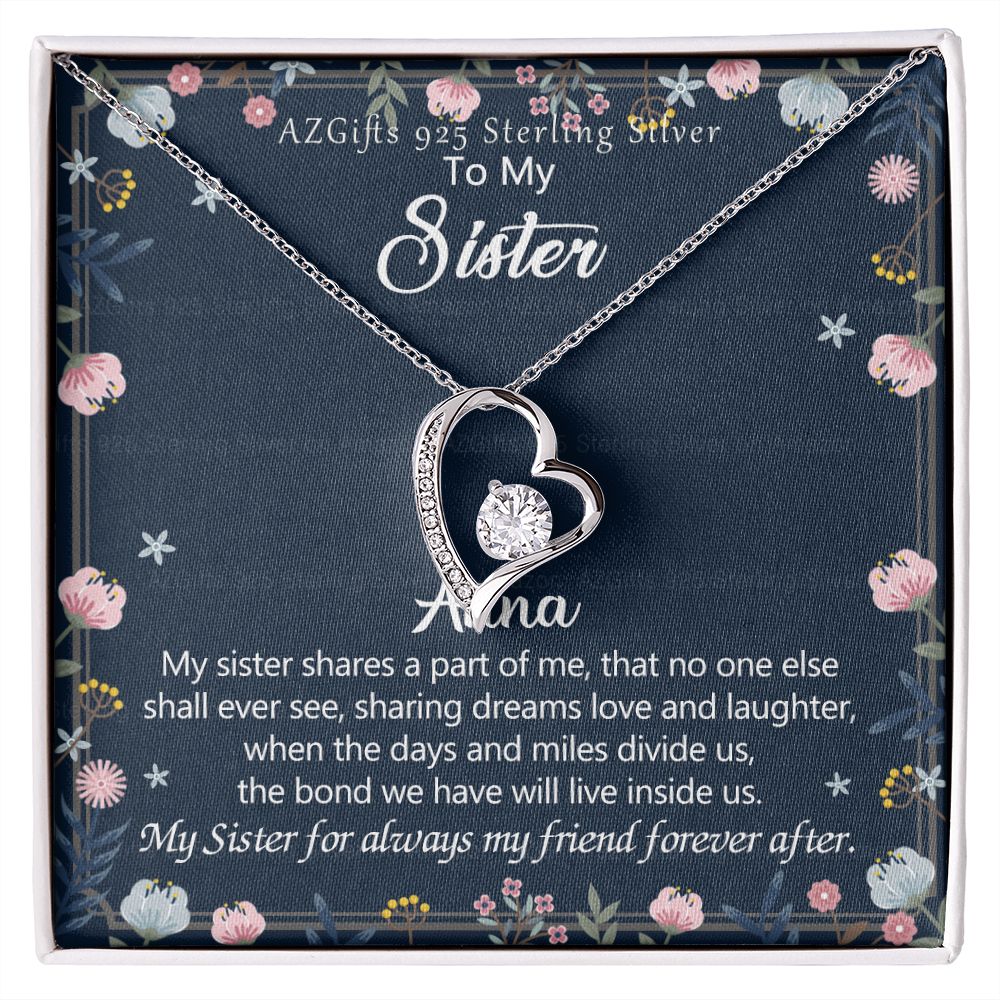 To My Sister Necklace, Pendant Inspirational Jewelry for Women Teen Girl, Keepsake Family and Friendship Gifts, Gift for Sisters, Necklace for Sisters, Sisters Jewelry 301 Forever Love Necklace