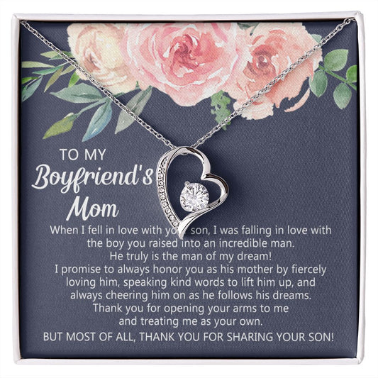 Personalized Gift for Boyfriends Mom, Boyfriends Mom Gift, Message Card Jewelry, To My Boyfriend's Mom Necklace with Message Card, Birthday Mother's Day Necklace for Boyfriend Mother Forever Love Necklace