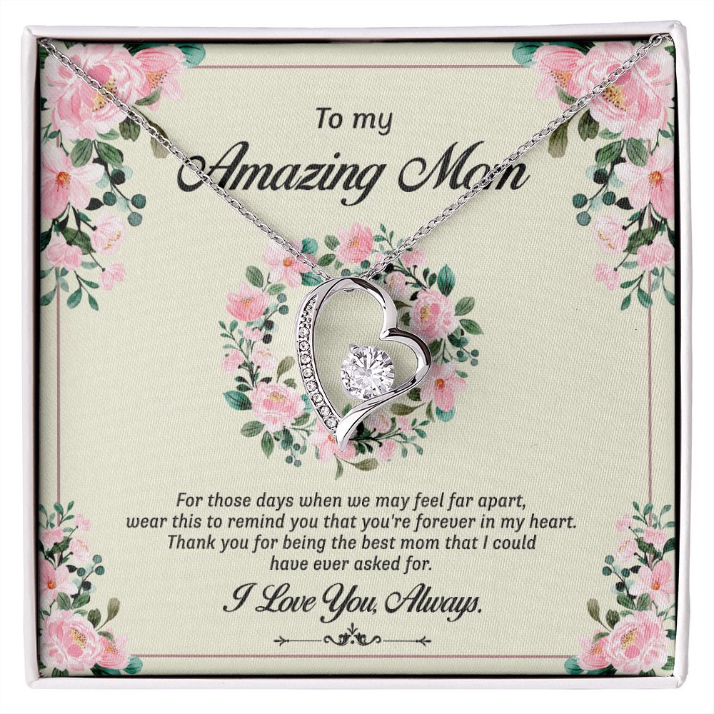 To My Mom Necklace, Gift For Mom, Mother's Day Gift from Daughter, Mom Jewelry Gift for Mothers Day, Birthday Gift for Mother, Moms Gift from Daughter Son, Necklace for Mom Mother17 Forever Love Necklace