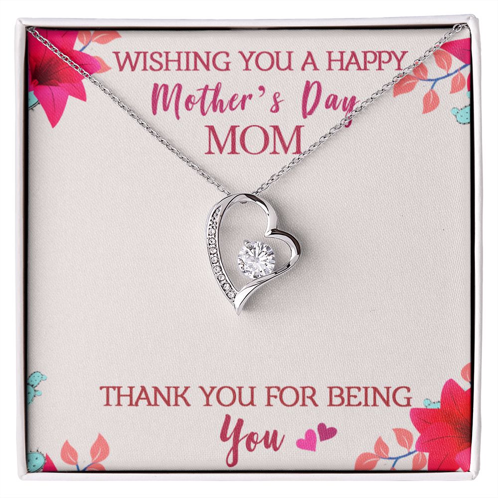 To My Mom Wishing You A Happy Mother's Day Gift From Daughter Or Son Thank You For Being You With Message Card Gift For Mom Forever Love Necklace
