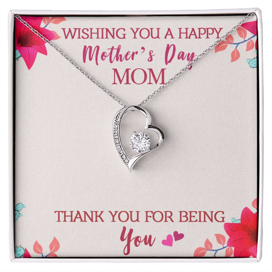To My Mom Wishing You A Happy Mother's Day Gift From Daughter Or Son Thank You For Being You With Message Card Gift For Mom Forever Love Necklace