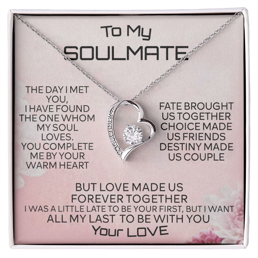 To My Soulmate Necklace for Women Birthday Christmas Jewelry Gifts For My Wife with Message Card Box Personalized Gift Present Pendant for Future Wife Soulmate Girlfriend Love 2 Forever Love Necklace