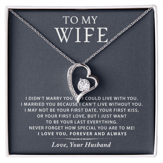 To My Wife Necklace from Husband, Personalized Necklace for Women, Luxury Necklace for Wife from Man Men, Wedding Anniversary Present For Wife, Beautiful Wife Jewelry Christmas Birthday Gift For Wife16 Forever Love Necklace