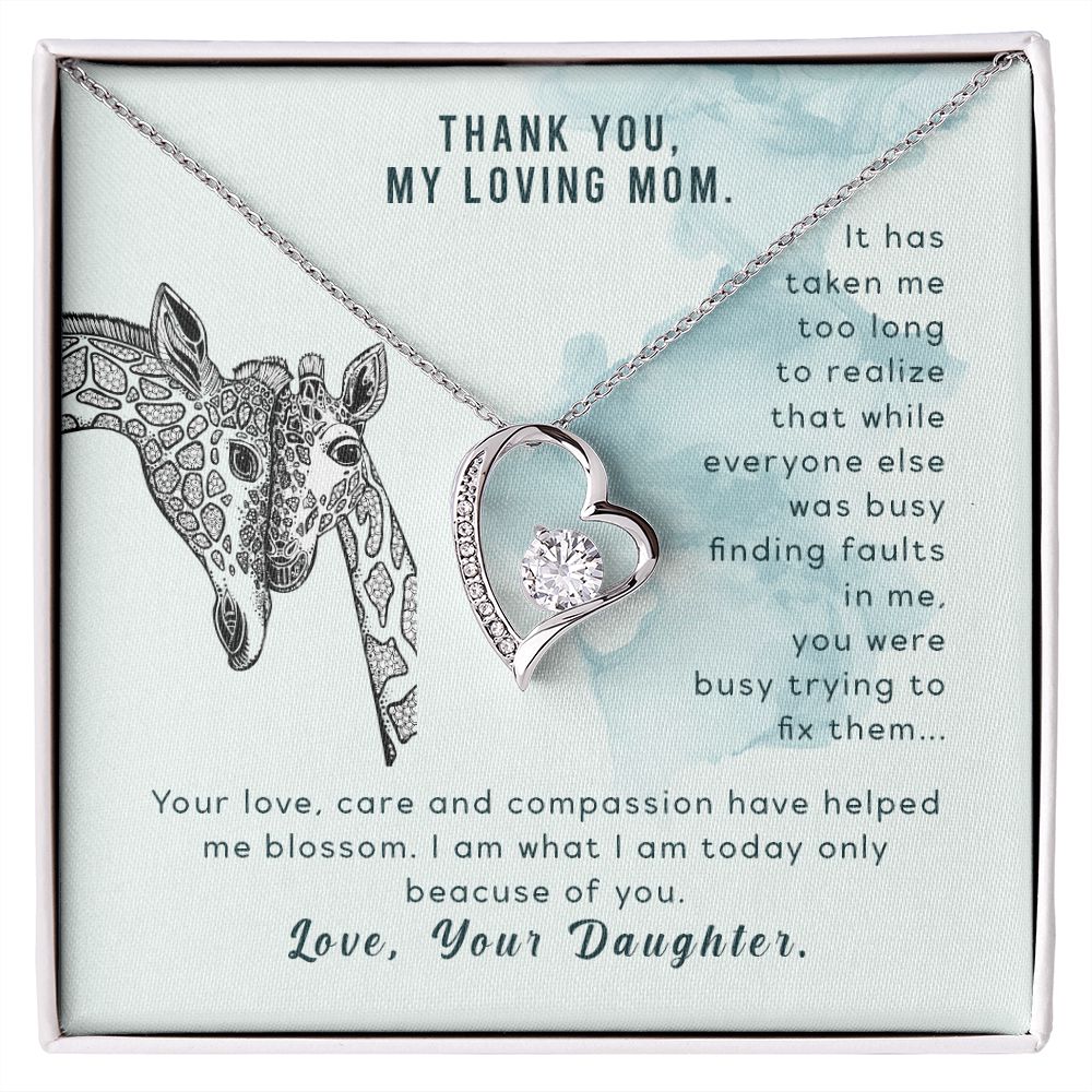 To My Thank You My Loving Mom Giraffe Necklace Pendant Gift From Mom Necklace Gift For To Daughter Birthday Daughter In Law Gift On Birthday Anniversary Gift 30821 Forever Love Necklace